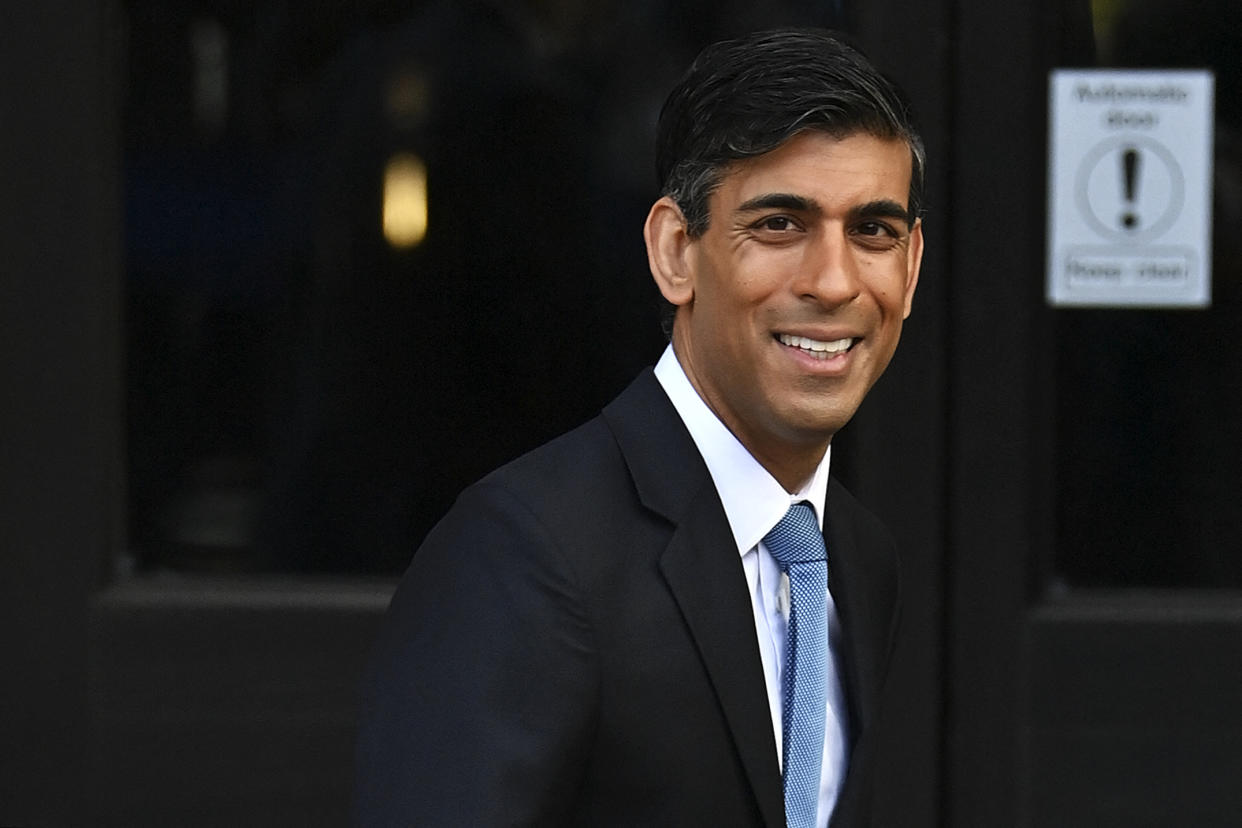 Britain's Chancellor of the Exchequer Rishi Sunak heads to the second day of the annual Conservative Party Conference being held at the Manchester Central convention centre in Manchester, north-west England, on October 4, 2021. (Photo by Paul ELLIS / AFP) (Photo by PAUL ELLIS/AFP via Getty Images)