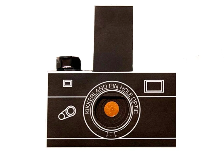 A paper pinhole camera.