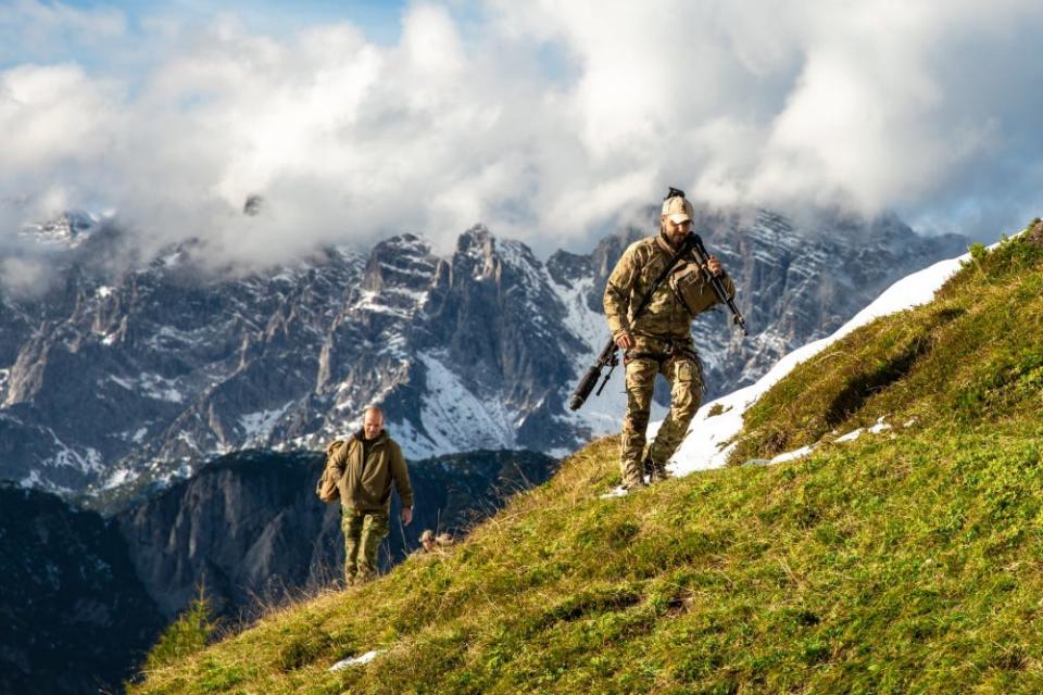 An Italian Special Forces Sniper and International Special Training Center Sniper instructor moving off the range.