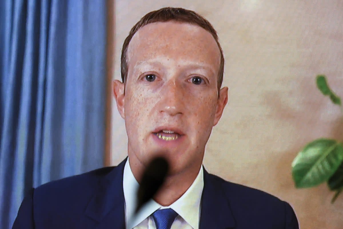 Meta CEO Mark Zuckerberg testifies remotely during a Senate Judiciary Committee hearing on Capitol Hill on 17 November, 2020 in Washington, DC (Getty Images)