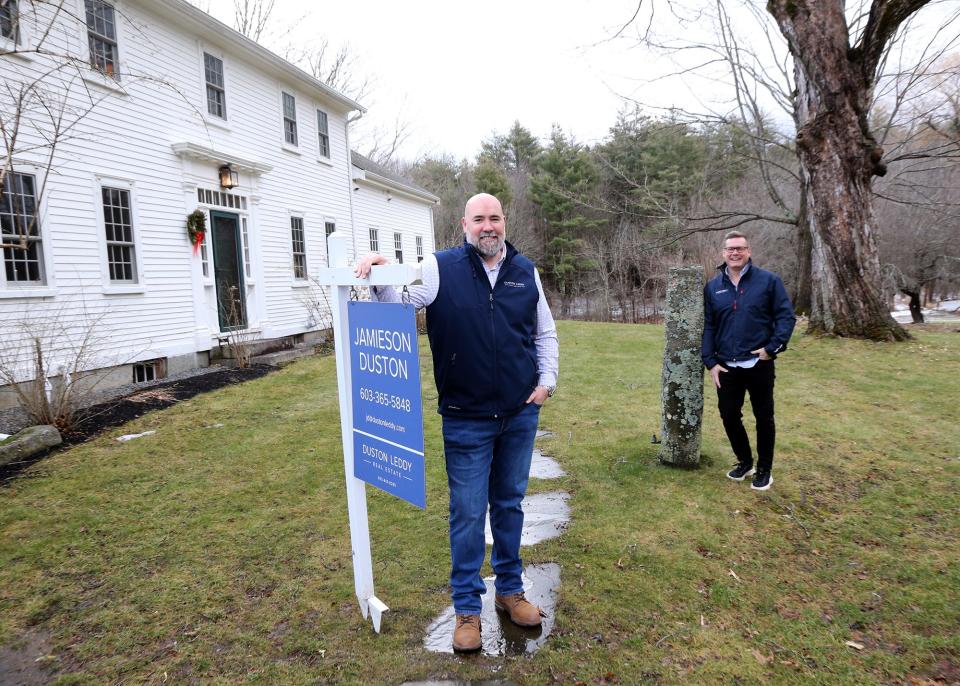 Jamieson Duston and Joe Leddy, co-owners and co-founders of Duston Leddy Real Estate in Portsmouth, visit a new listing, a five-bedroom, four-bathroom home at 12 Pendexter Road in Madbury. They are hopeful the inventory and volume of home sales will increase in 2024 with interest rates expected to go down.