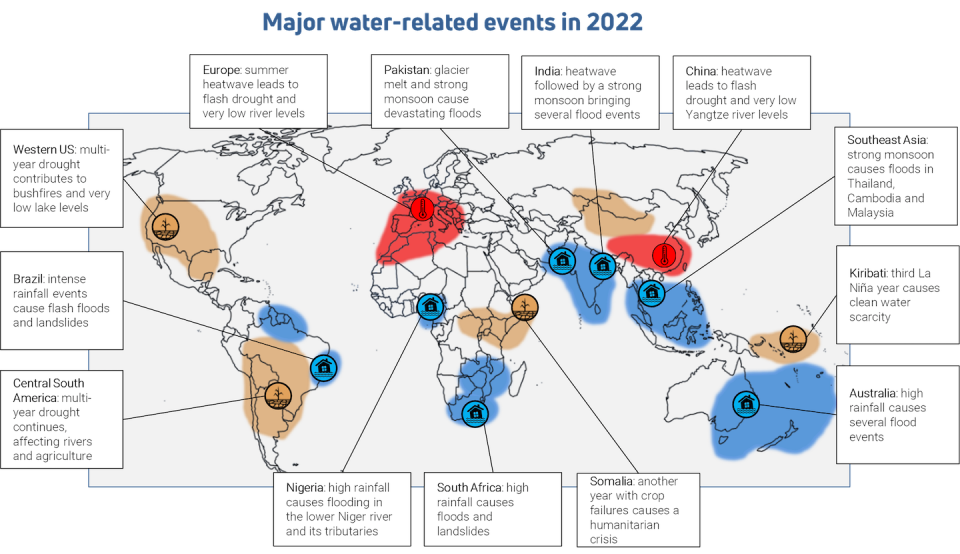 Major water-related events in 2022. Global Water Monitor 2022 Summary Report