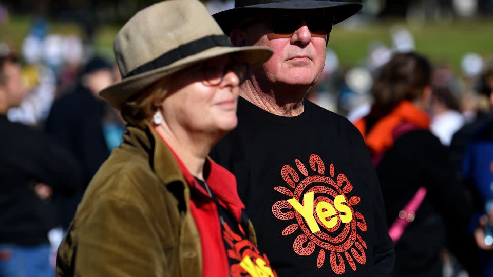 Yes voters participate in a community event in Sydney, Sunday, July 2, 2023. - Bianca De Marchi/AAP Image/Reuters