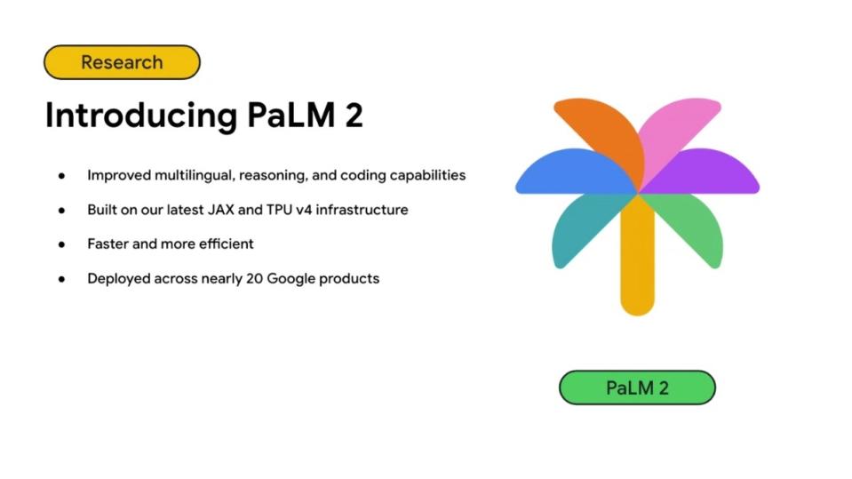 Google正式揭曉大型自然語言模型PaLM 2，預計用在近25款Google服務產品