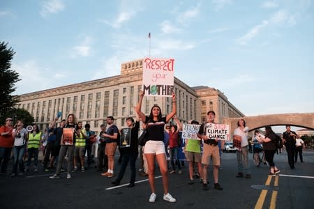 Climate change activists block roads to demand action by U.S. politicians on climate change in Washington D.C.