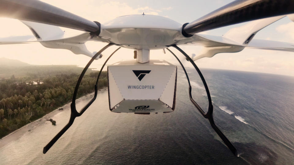 Das Darmstädter Unternehmen Wingcopter legt einen besonderen Fokus auf die Auslieferung medizinischer Produkte.  - Copyright: Wingcopter