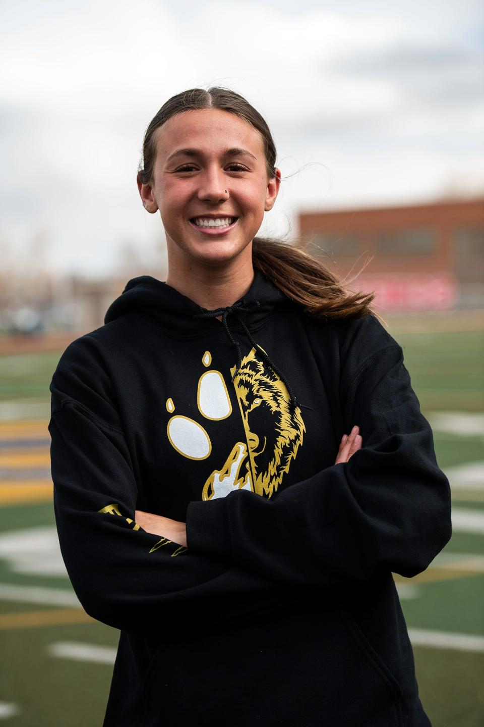Rocky Mountain girls soccer player Jace Holley poses for a portrait on Tuesday at Rocky Mountain High School in Fort Collins.
