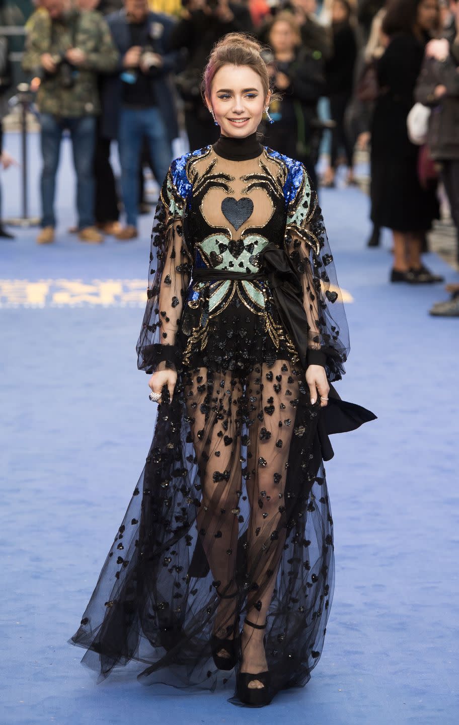 emily in paris lily collins see through embroidered gown