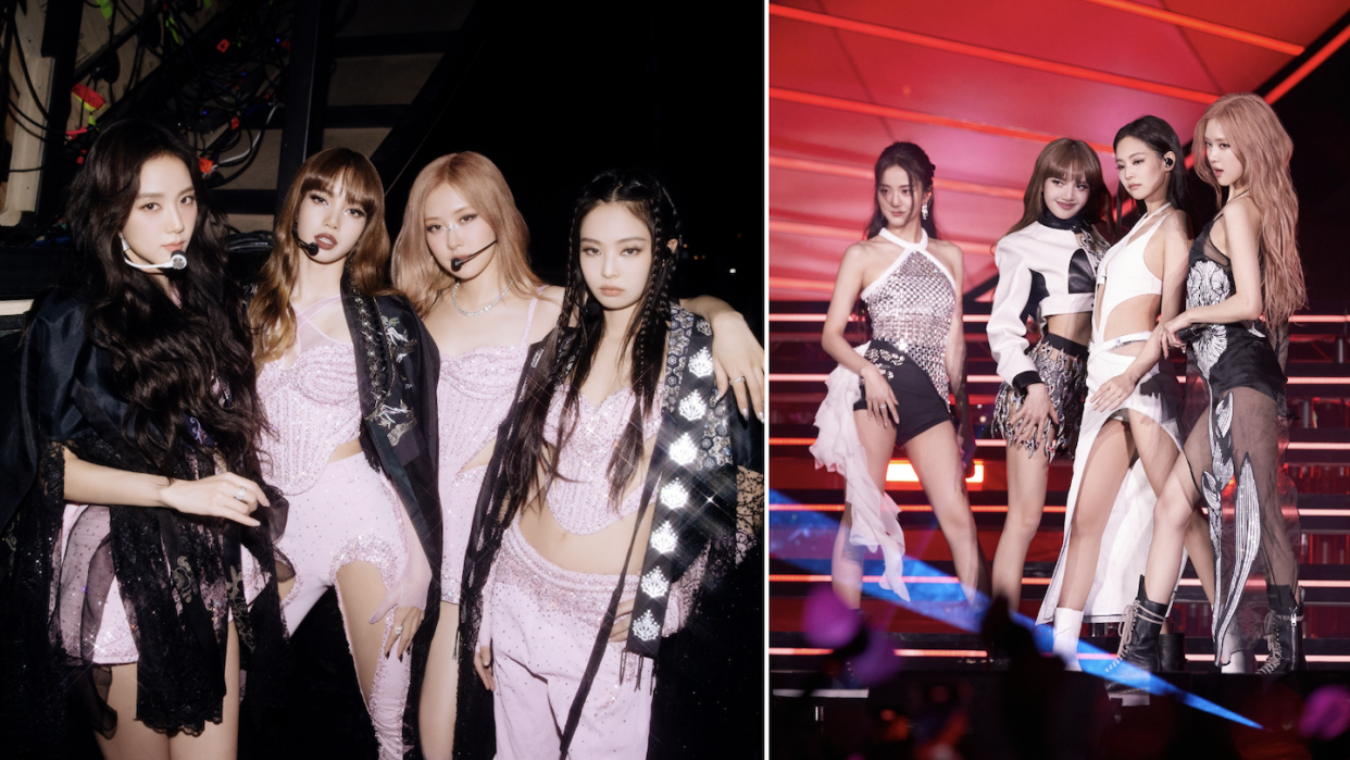 Blackpink (left) and Blackpink on stage ahead of Born Pink World Tour stop in Singapore (Photos: BLACKPINK/Facebook)
