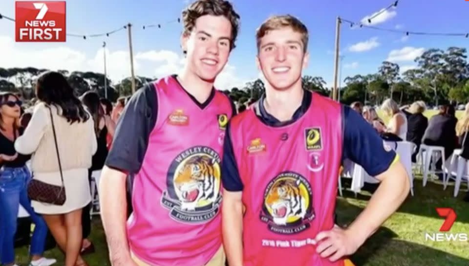 Ben Napier, right, with friend Michael Searle. Source: 7 News