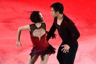 <p>China’s Sui Wenjing and China’s Han Cong perform during the figure skating gala event during the Pyeongchang 2018 Winter Olympic Games at the Gangneung Oval in Gangneung on February 25, 2018. / AFP PHOTO / ARIS MESSINIS (Photo credit should read ARIS MESSINIS/AFP/Getty Images) </p>