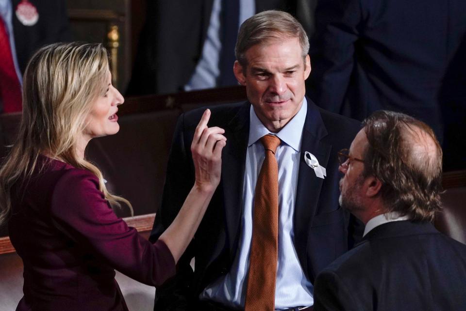 Rep. Jim Jordan (R-OH) before President Joe Biden delivers the State of the Union address to Congress at the U.S. Capitol in Washington on March 7, 2024.