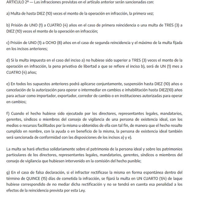 La norma fija las penas para quien compra dólar blue.