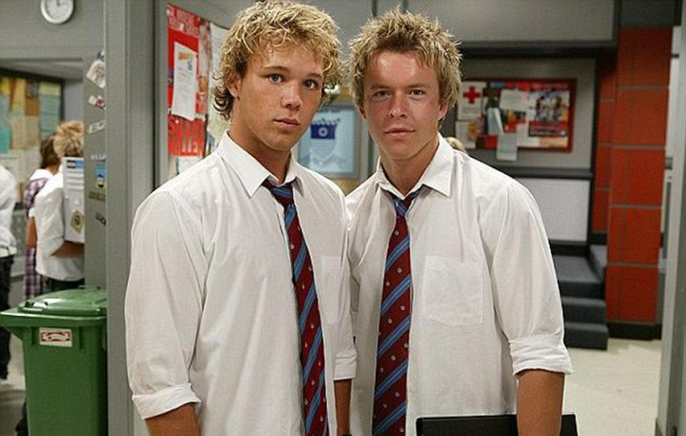 Bryce says he remains pals with his Home & Away co-stars Lincoln Lewis (left) and Todd Lasance. Photo: Channel 7.