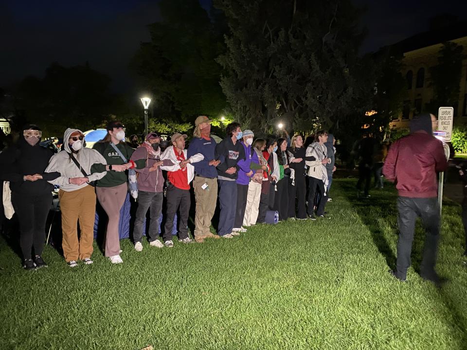 Hundreds of students and community members gathered on the University of Utah campus on April 29, 2024. The demonstrators were protesting in support of Palestine and some set up tents, saying they would not leave until their demands were met. (KTVX/Dennis Dolan)