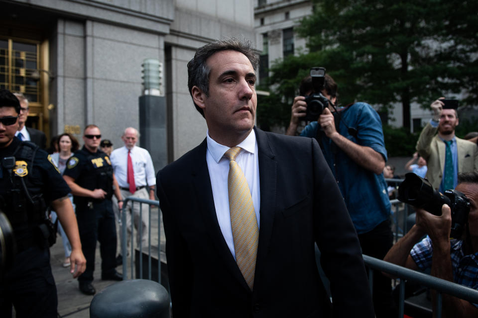 Michael Cohen, former personal lawyer to President Trump, leaves federal court in New York, on Aug. 21, 2018. (Photo: Mark Kauzlarich/Bloomberg)