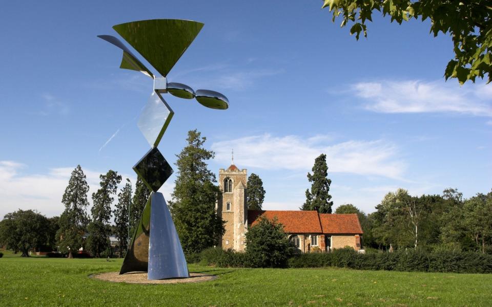 Solo Flight by Antanas Brazdys with St. Mary at Latton Church in the background