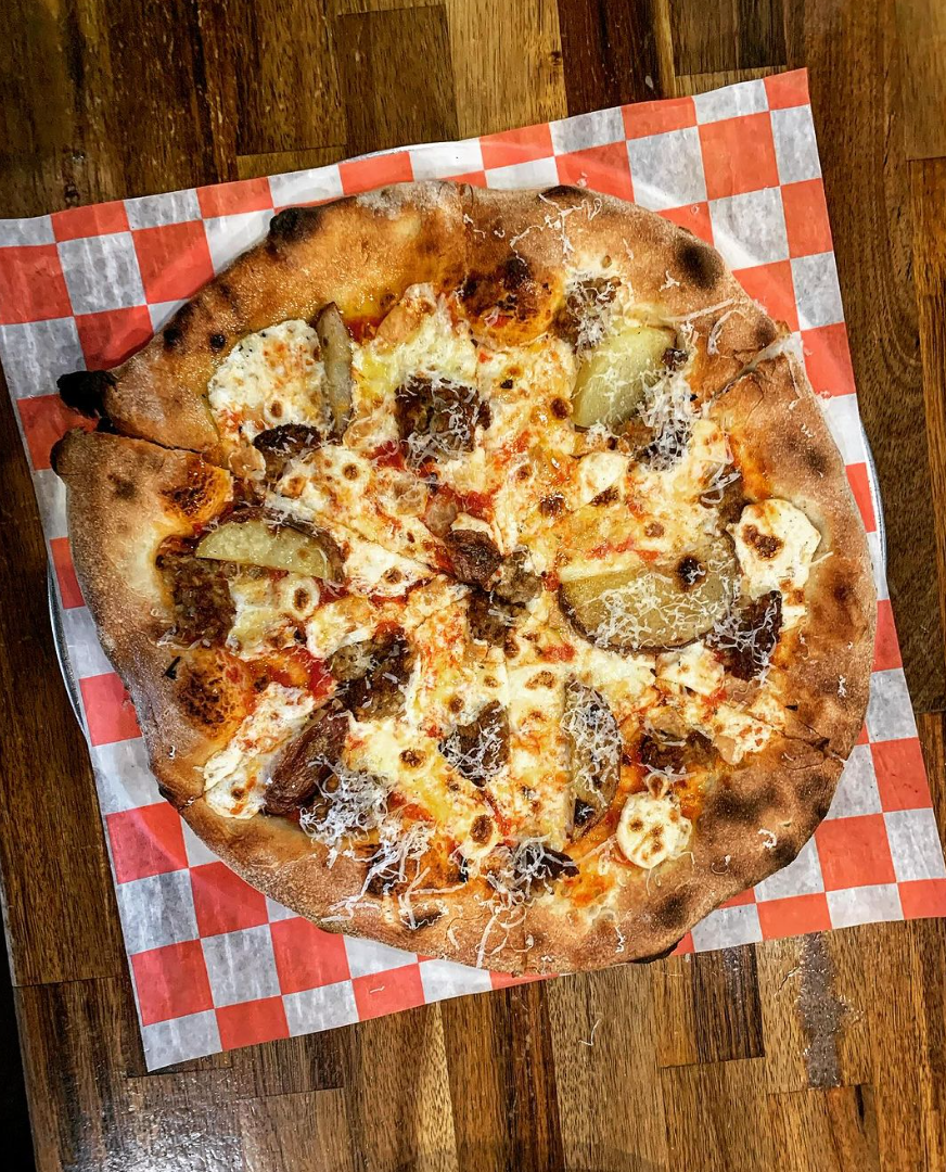 A roasted potato and Finke's goetta pizza at Bircus Brewing in Ludlow.