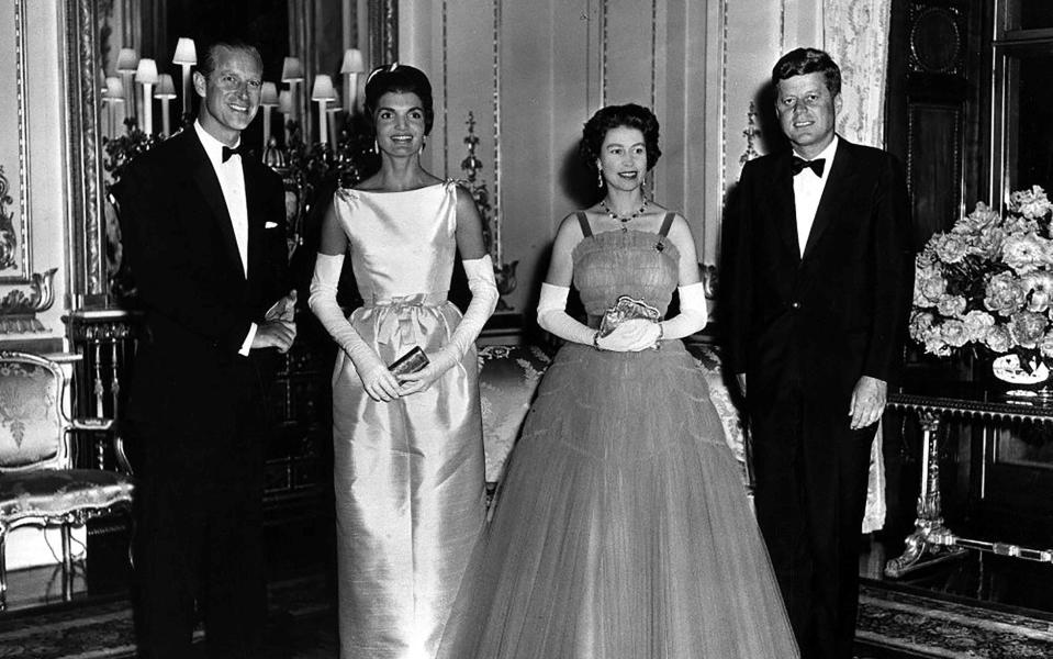 Queen Elizabeth II and Prince Philip pose with U.S. President John F. Kennedy and First Lady Jacqueline Kennedy at Buckingham Palace in London - REUTERS