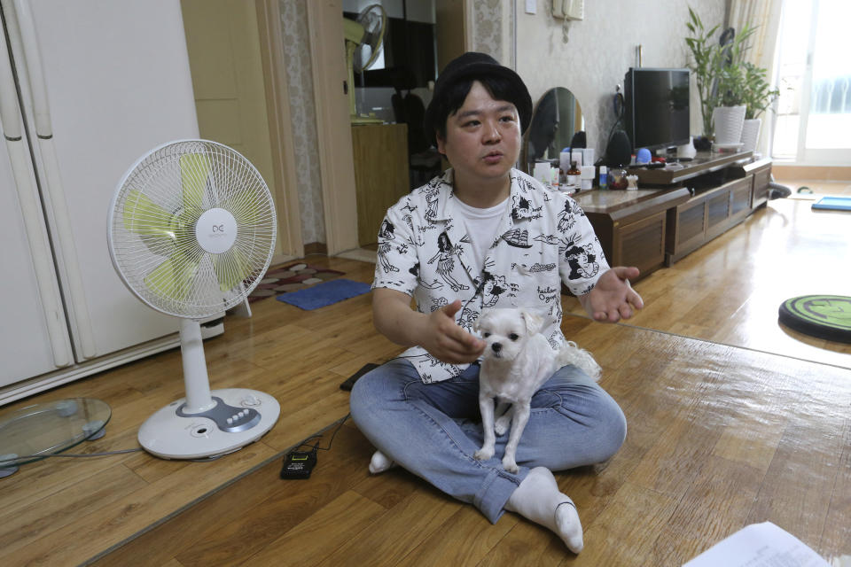 In this July 18, 2019, photo, North Korean refugee Jang Myung-jin speaks during an interview at his house in Seoul, South Korea. The 32-year-old Jang is among a handful of young North Korean refugees in South Korea who have launched YouTube channels that offer a rare glimpse into the everyday lives of people in North Korea, one of the world’s most secretive and repressive countries. (AP Photo/Ahn Young-joon)