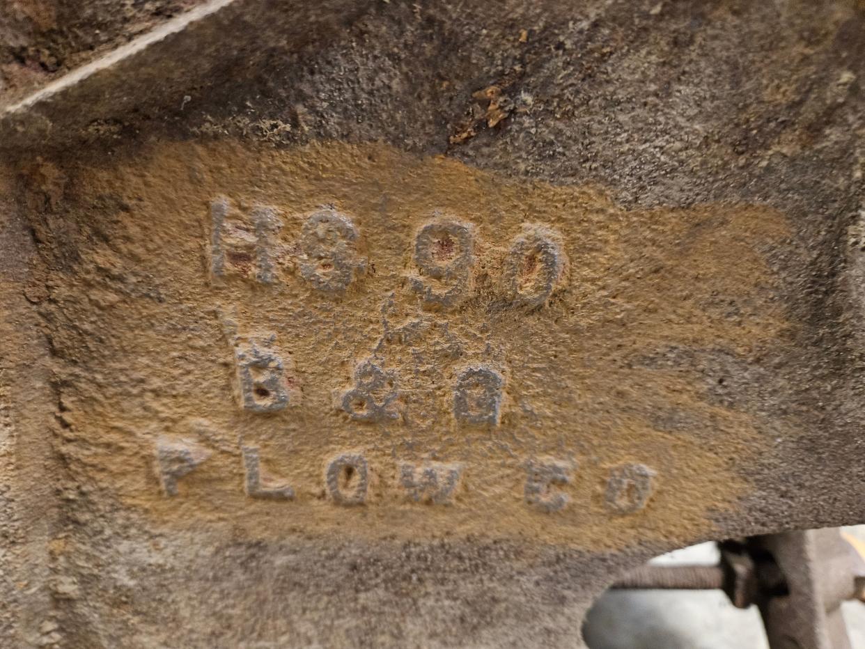 The origin of a walk-behind, horse-drawn plow found in Pennsylvania last year bears the "B&G" of Bucher & Gibbs Plow Co. of Canton, Ohio.