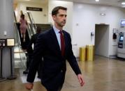 Senator Tom Cotton (R-AR) walks after Senate Republicans unveiled their version of legislation that would replace Obamacare on Capitol Hill in Washington, U.S., June 22, 2017. REUTERS/Joshua Roberts