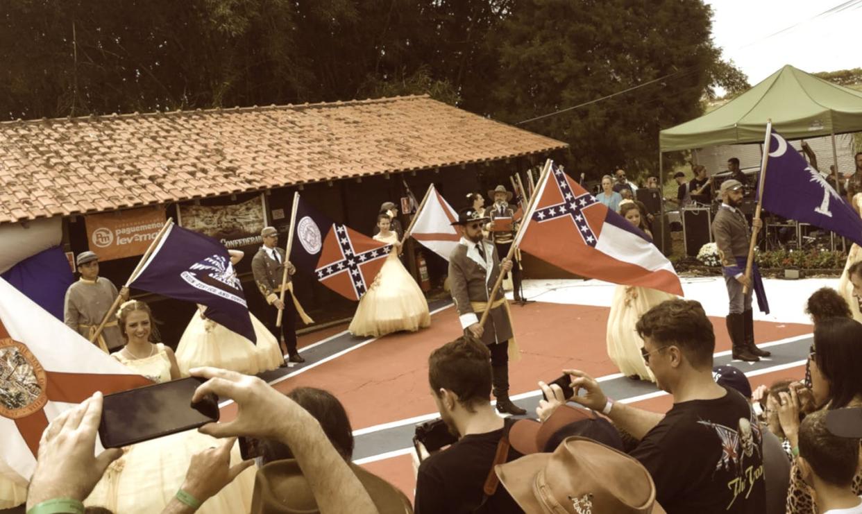 <span class="caption">Brazil's 'Festa Confederada.' Organizers say the annual event celebrates their Southern American heritage, but some Black Brazilians disagree.</span> <span class="attribution"><span class="source">Jordan Brasher</span>, <a class="link " href="http://creativecommons.org/licenses/by-sa/4.0/" rel="nofollow noopener" target="_blank" data-ylk="slk:CC BY-SA;elm:context_link;itc:0;sec:content-canvas">CC BY-SA</a></span>