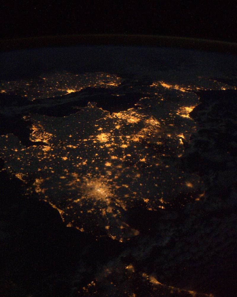 Italian astronaut Paolo Nespoli photographed the British Isles from space during his mission aboard the International Space Station.