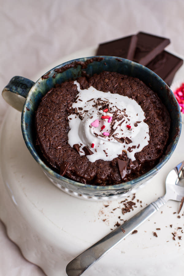 <strong>Get the <a href="http://www.halfbakedharvest.com/single-lady-5-minute-gooey-molten-chocolate-mug-cake/" target="_blank">Gooey, Molten Chocolate Mug Cake recipe</a>&nbsp;from Half Baked Harvest</strong>