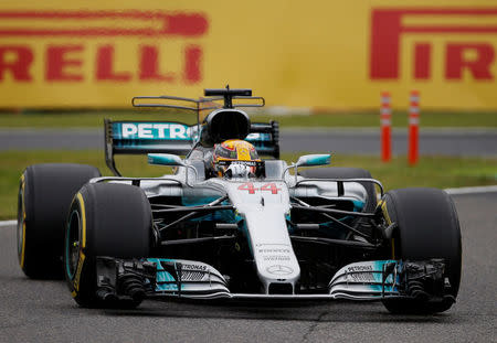 Formula One F1 - Japanese Grand Prix 2017 - Suzuka Circuit, Japan - October 7, 2017. Mercedes' Lewis Hamilton of Britain in action during qualifying. REUTERS/Toru Hanai