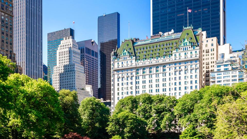 The Plaza Hotel above Central Park at its South East corner