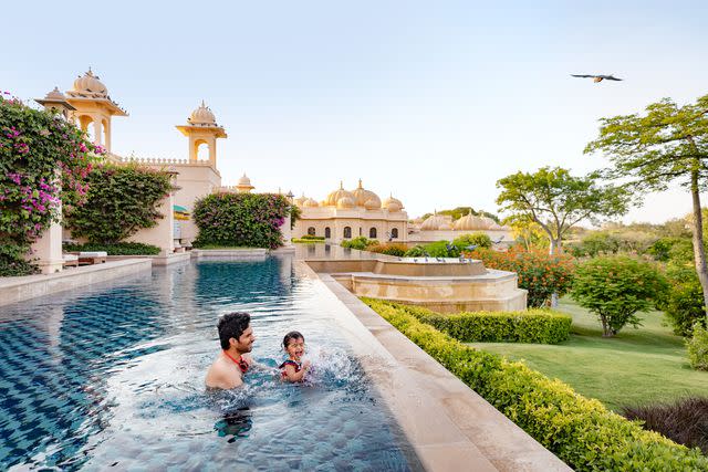 <p>Aparna Jayakumar</p> Cooling off at the resort Oberoi Udaivilas.