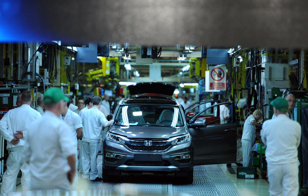 Some of the 3,600 workers at Honda’s site in Swindon (PA)