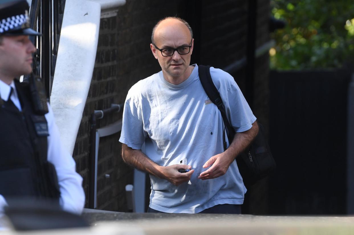 Dominic Cummings leaves his north London home as the row over the Durham trip taken by Prime Minister Boris Johnson's top aide continues: PA