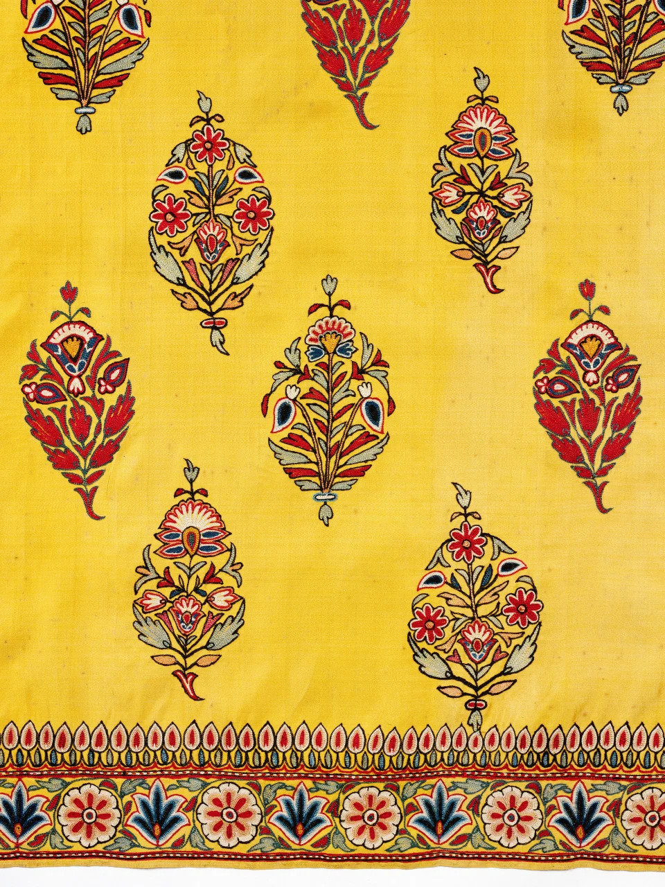 Skirt length, Kutch, ca. 1850. Satin-woven silk with silk embroidery. © Victoria & Albert Museum, London.