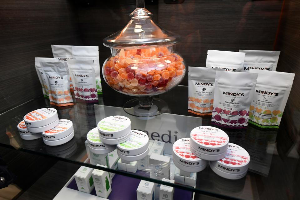 A display case at Sunnyside marijuana dispensary Wednesday, Jan. 1, 2020, in Chicago. (AP Photo/Paul Beaty)