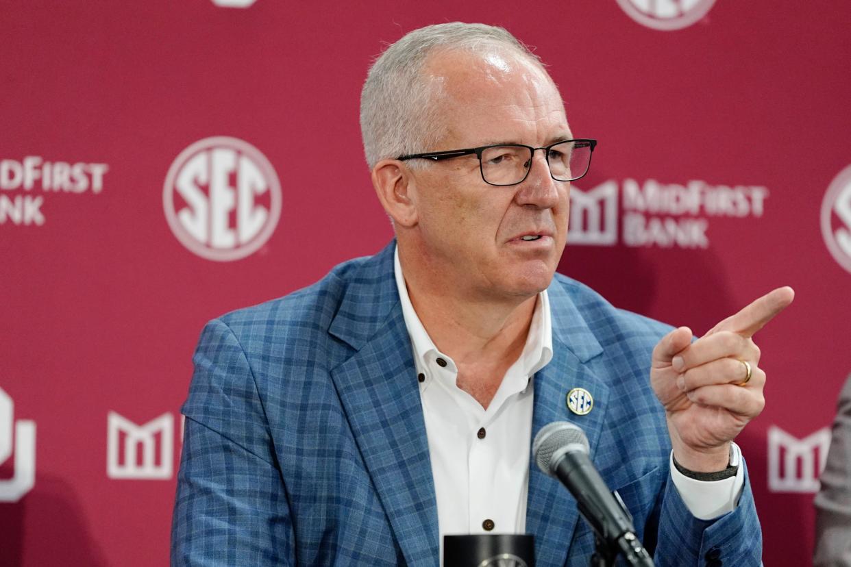 Southeastern Conference Commissioner Greg Sankey said the addition of Oklahoma and Texas to the SEC could help all the league's members in recruiting students, faculty and staff.