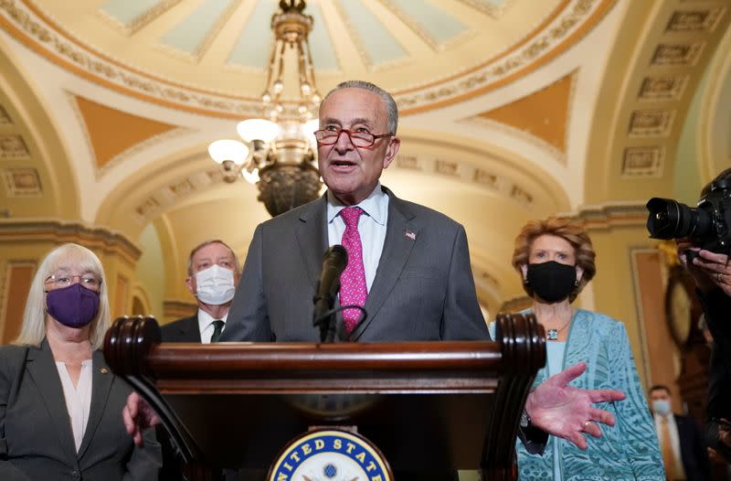 Schumer speaks to reporters in Washington