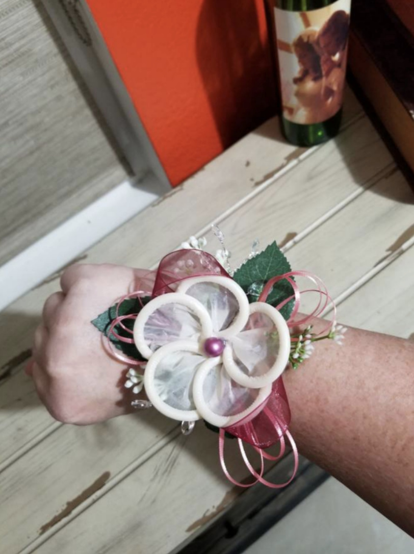 A condom corsage