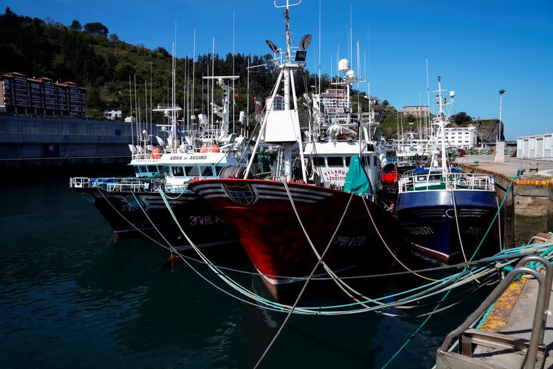 Fishing vessels remain docked amid soaring fuel and operating costs and a transport strike in the Basque port of Ondarroa