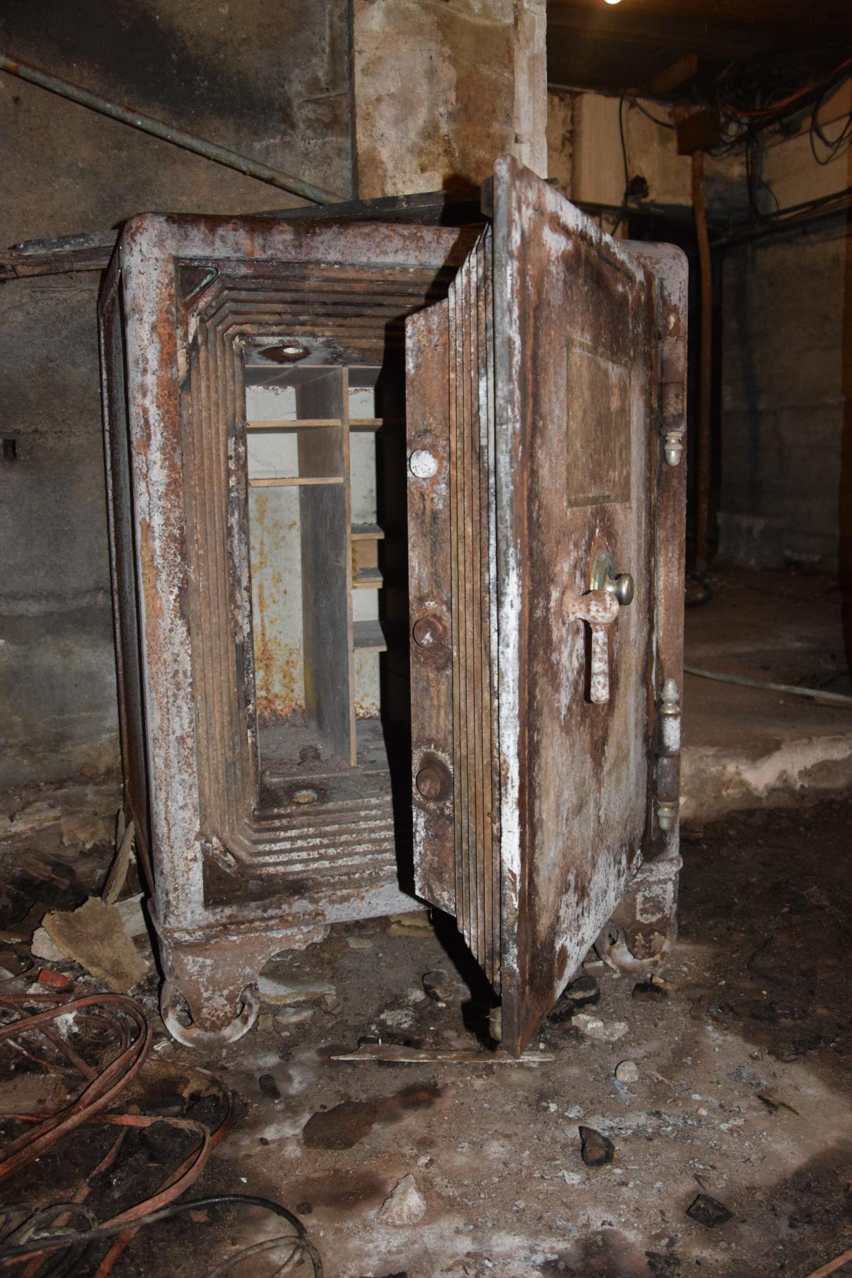 A safe on wheels seen in the basement of the former Club Manitou property. The safe is thought to have been Al Gerhart's.