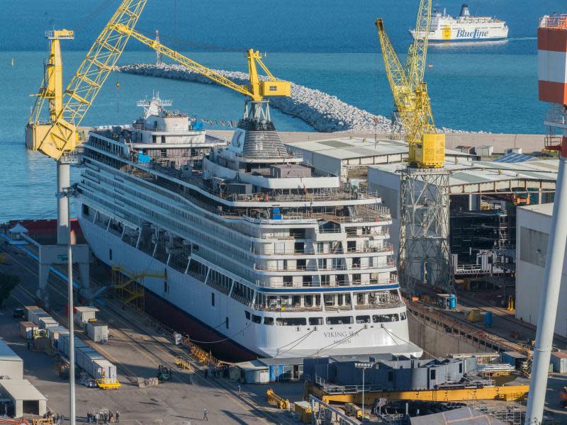 In der Werft in Ancona entsteht derzeit die «Viking Sea». Foto: Viking Cruises