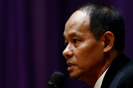 Malaysian Anti-Corruption Commission (MACC) Chief Commissioner Mohd Shukri Abdull speaks during a news conference in Putrajaya, Malaysia May 22, 2018. REUTERS/Lai Seng Sin