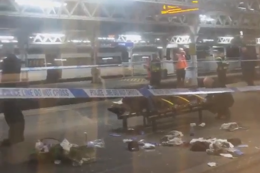 Police at the scene of the stabbing inside Barking station (@itslwilliams/Twitter)