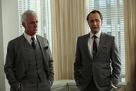 Roger Sterling (John Slattery) and Pete Campbell (Vincent Kartheiser) in the "Mad Men" episode, "A Tale of Two Cities."