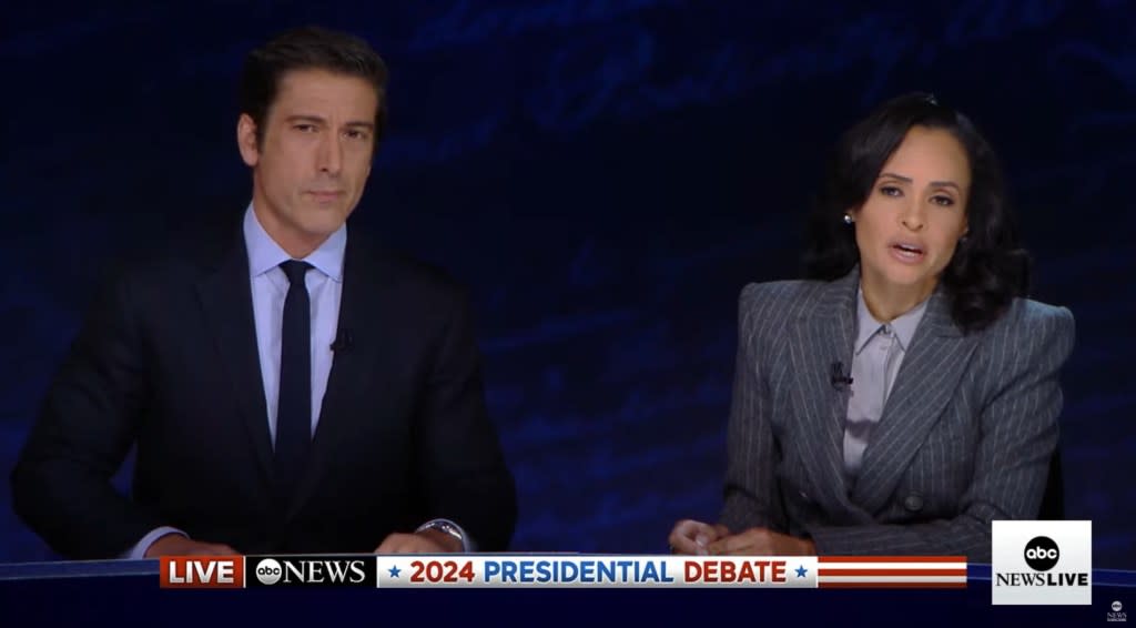 ABC News moderators David Muir and Linsey Davis repeatedly challenged Trump’s false claims during Tuesday night’s debate. ABC