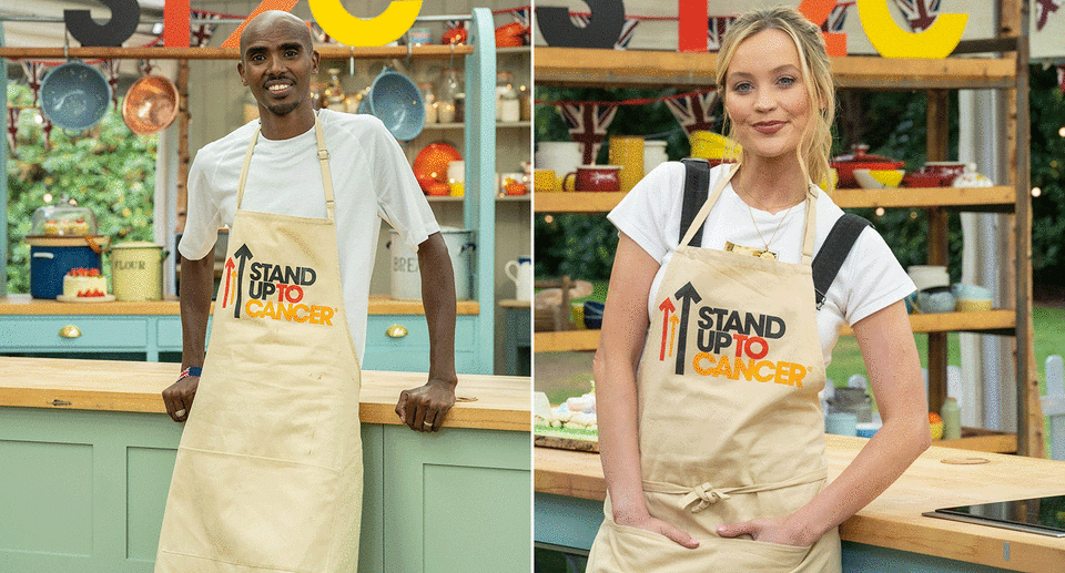 Sir Mo Farah and Laura Whitmore showed off their baking skills. (Channel 4/PA)