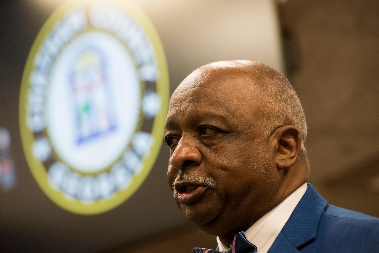 Chatham County Commission Chairman Chester Ellis speaks to members of the media following the passage of TSPLOST on July 29. 