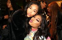 Jordyn Woods and host Megan Thee Stallion get close at YouTube Music’s Celebration of the Fearless Women in Music at Spring Studios on Wednesday in L.A.