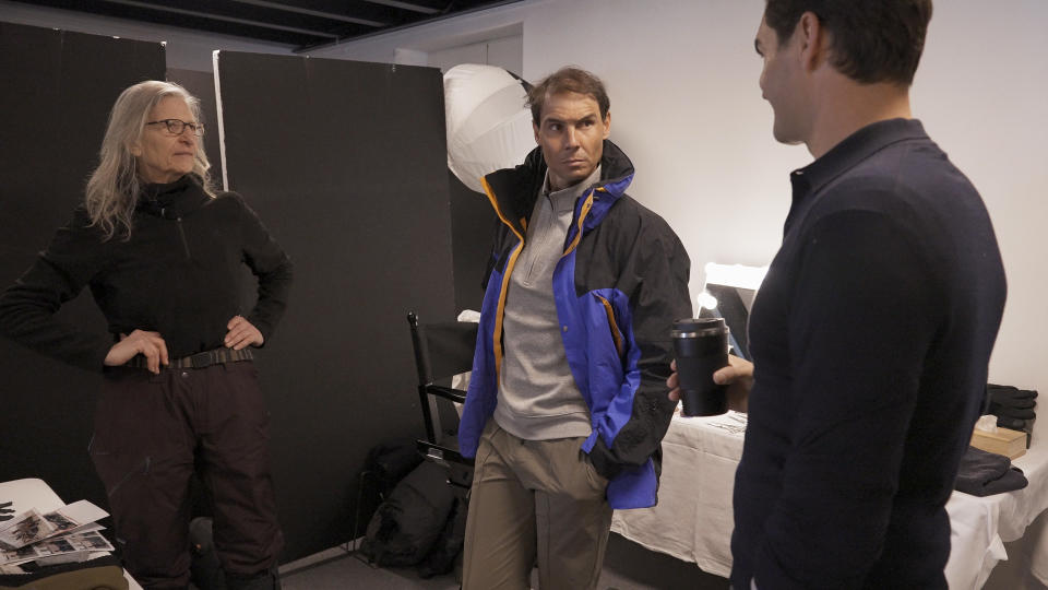 Annie Leibovitz, Rafael Nadal and Roger Federer.